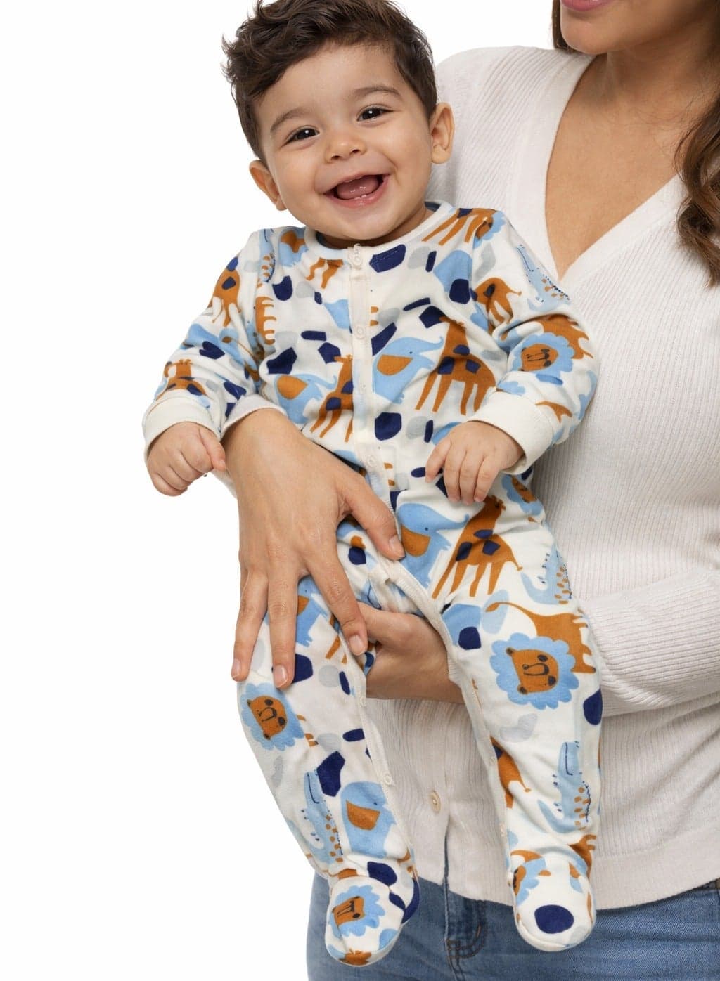 Boys 2 pack long sleeve sleepsuits with feet light blue