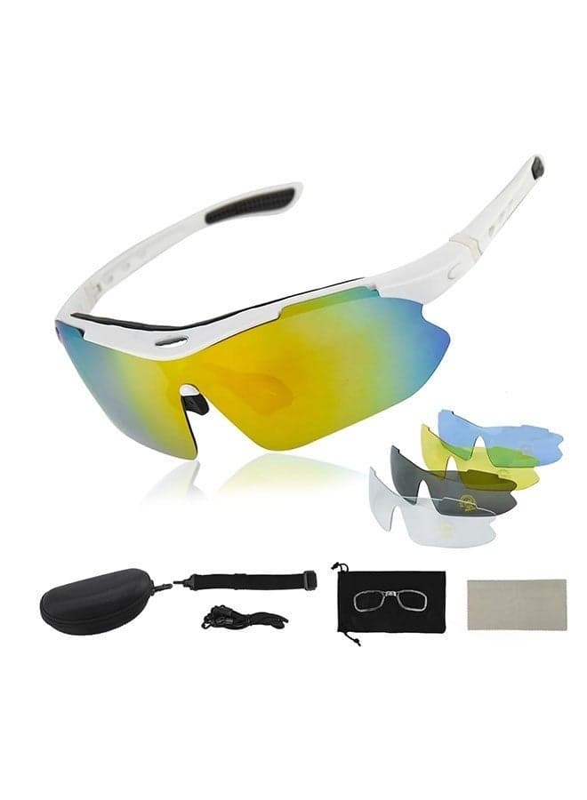 Polarized Sport Sunglasses With 5 Interchangeable Lenses,Adjustable Sports Glasses Kit,Cycling&Running&Driving&Fishing Sport Sunglasses,Ideal For Outdoor Activities.
