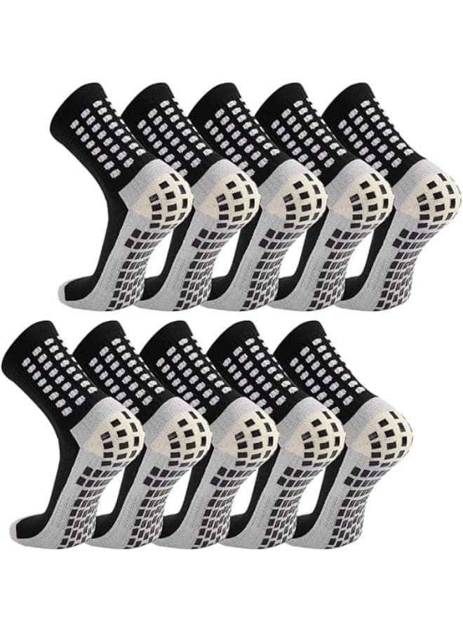 5 Pack Men's Soccer Socks Anti Slip Non-Slip Grip Pads for Football Basketball Sports Grip Soccer Socks