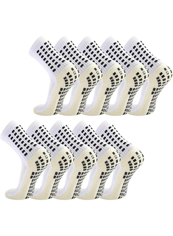 5 Pack Men's Soccer Socks Anti Slip Non-Slip Grip Pads for Football Basketball Sports Grip Soccer Socks