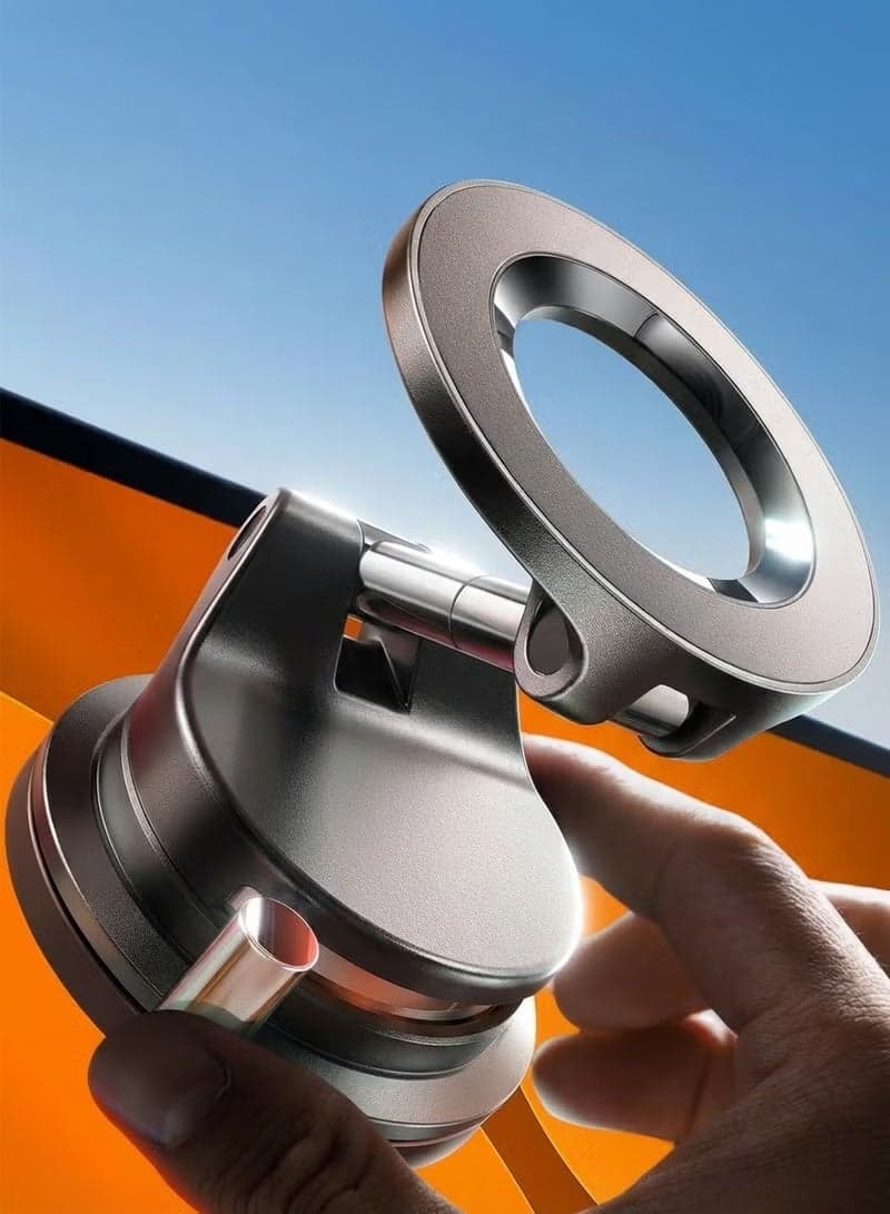 Vacuum Magnetic Phone Holder, Suction Cup Phone Mount, Foldable Strong Magnetic Cell Phone Holder for Car/Gym/Mirror/Smooth Surface, Compatible with Magsafe iPhone, car phone holder, car mobile holder, mobile holder in car, car mobile holder magnetic, magnetic phone holder
