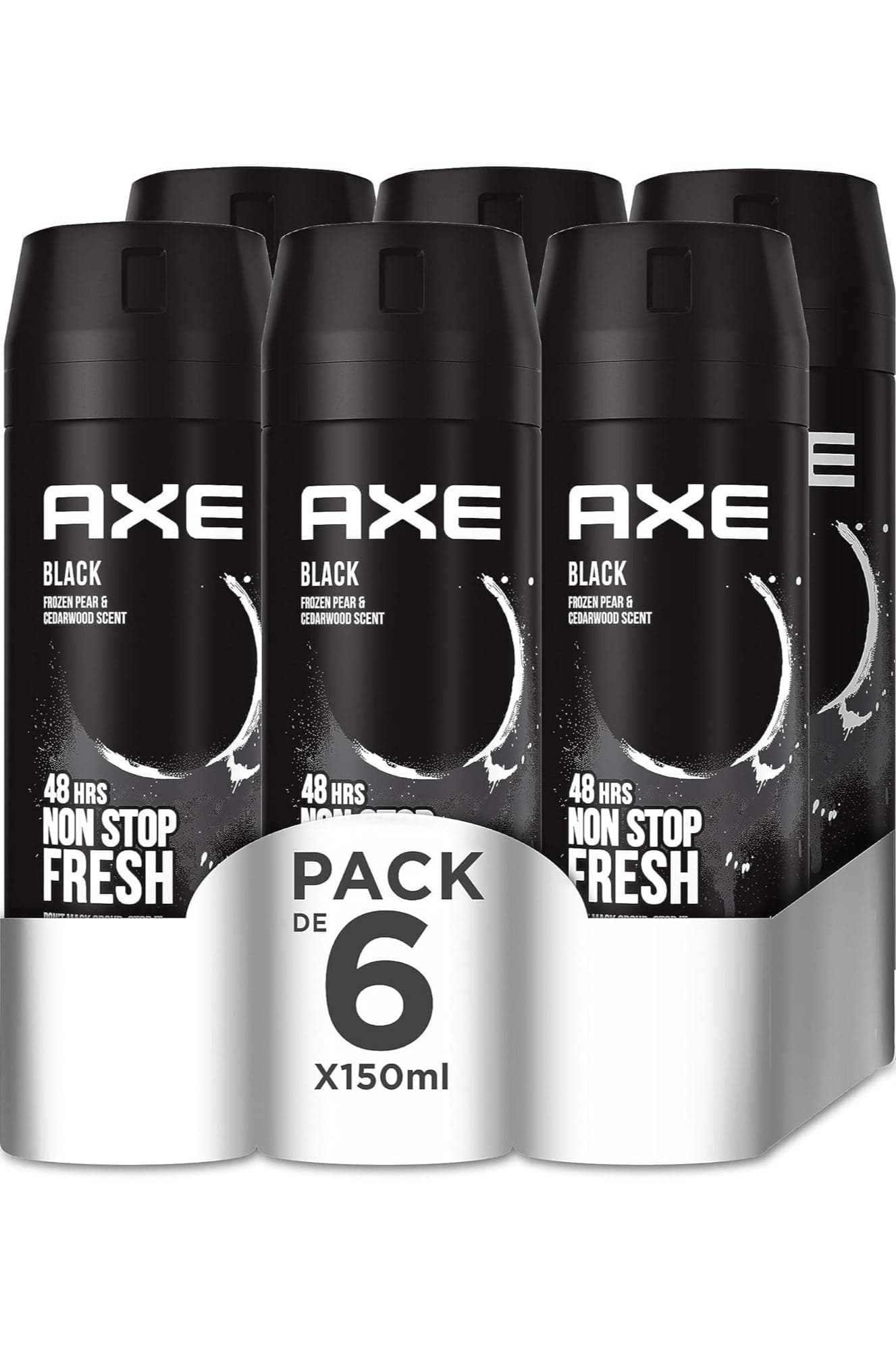Non Stop Fresh Black Body Spray Deodorant 6x150ml