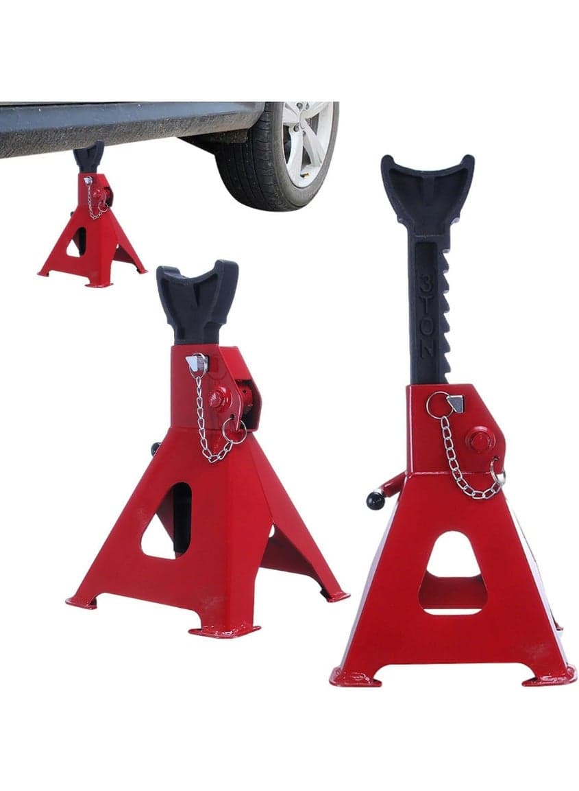 2Pcs 3 Ton Car Jack Stands with Double Safety Lockings, 9 Levels Adjustable Height 28-42cm, Heavy Duty Steel Jack Stands, Automotive Vehicles Stand for Lifting SUV, Pickup Truck, Car UTV/ATV