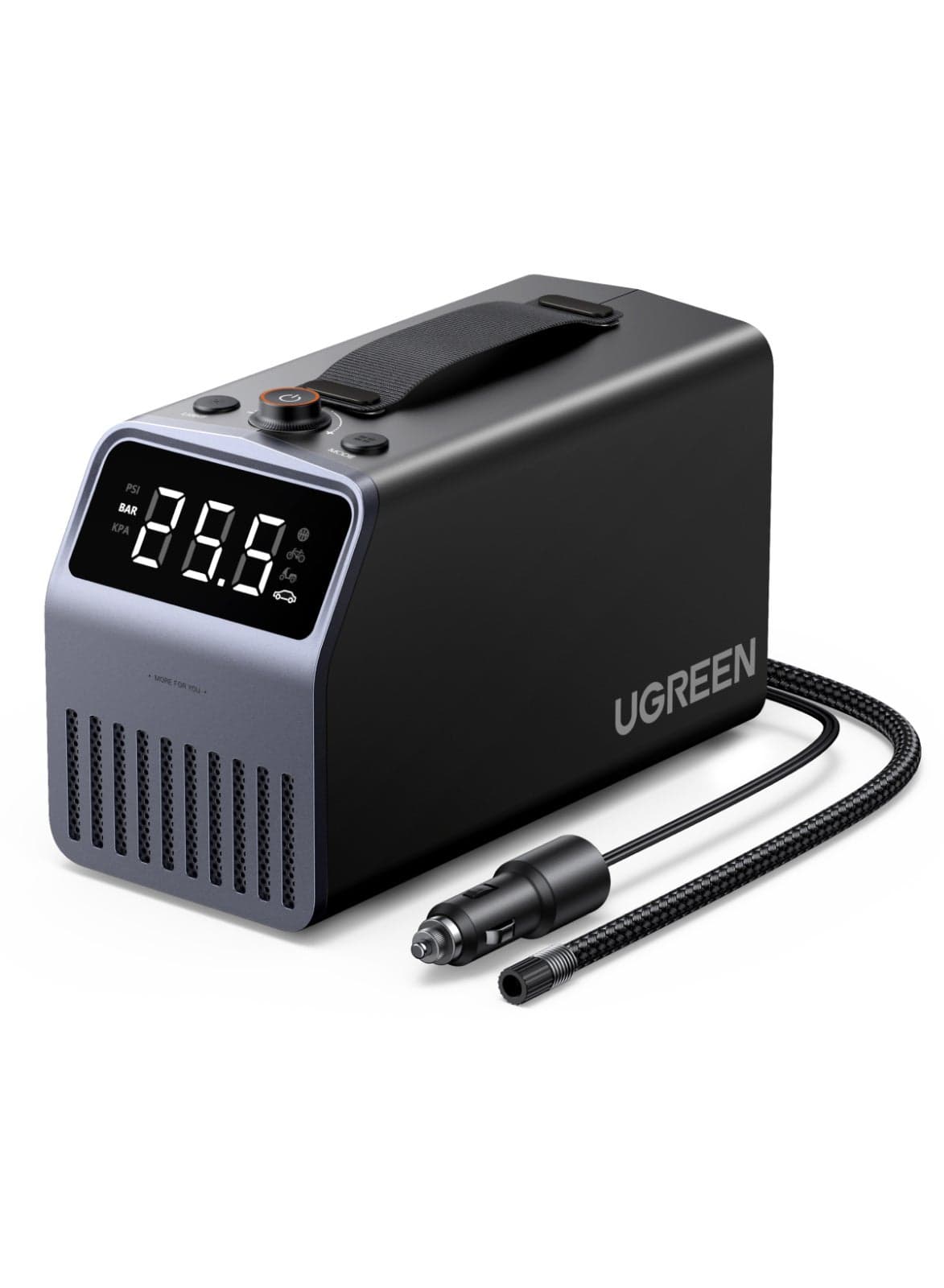 Portable Tire Inflator 12V DC, Air Compressor with LED Display, 150 PSI, 4500mAh Rechargeable Battery, Preset Pressure & Auto Shutoff, Electric Pump for Car Tires, Bikes, Balls