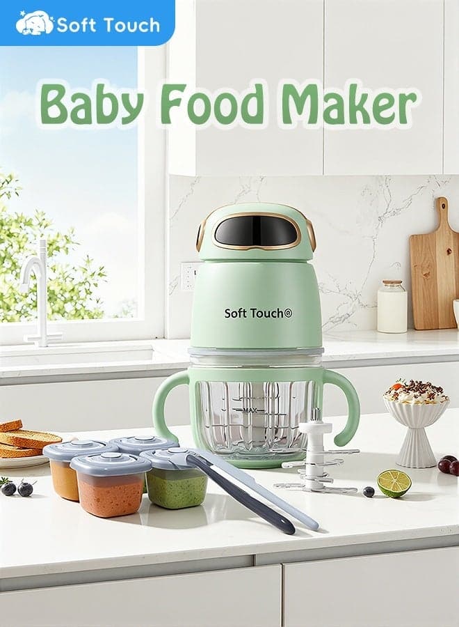 300ml Portable Baby Food Maker, Baby Food Processor Set with 2 Blades, Baby Food Blender for Baby Puree, Fruit, Meat, Vegatable, Baby Food Storage Containers, Baby Feeding Essentials Gift
