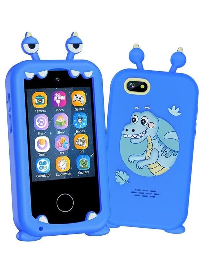 2.8 Inch Kids Educational Smartphone with 8GB SD Card, Adorable Silicone Phone Case and Lanyard, Multifunctional Phone Toy with Dual Camera, Games and Music Player, Creative Travel Toy for Kids, Ideal Gift for Kids Aged 3+, 11*6*1.5cm