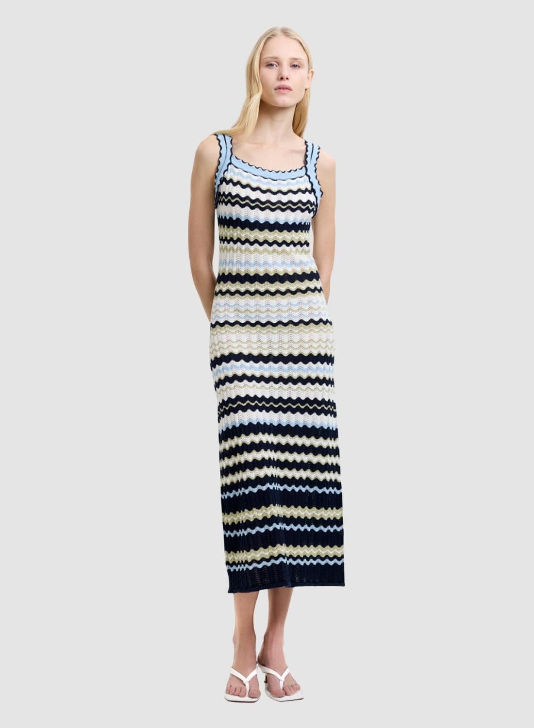 Striped London Knit Midi Dress