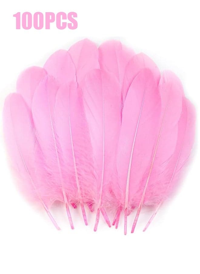 Pink Goose Feather Crafts - 100 Pieces, 3.93-6.69 Inches (Approximately 10-17 cm) Bulk Goose Feathers for DIY Crafts, Angel Wings, Dreamcatchers, and Wedding Party Decorations