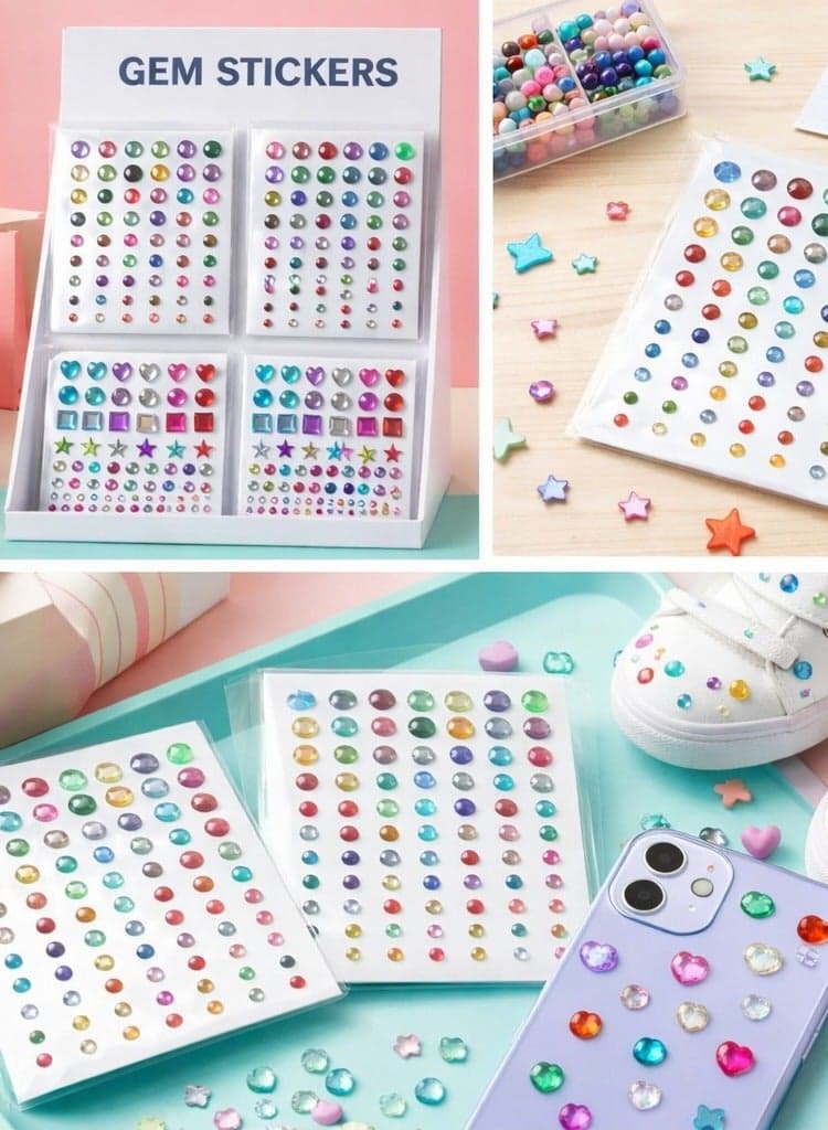 Gem Rhinestone Stickers – 368 pcs Self Adhesive Jewel Stickers for Craft Decoration, DIY & Gift Wrapping