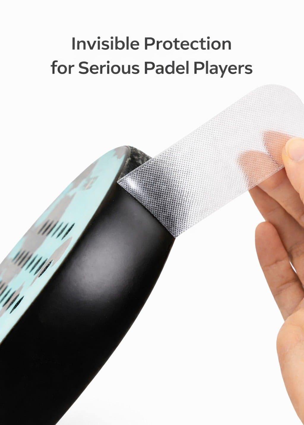 Transparent Padel Racket Protector, Clear Durable Shield with Micro Grid, 370x34mm, Lightweight Edge Protection for Performance