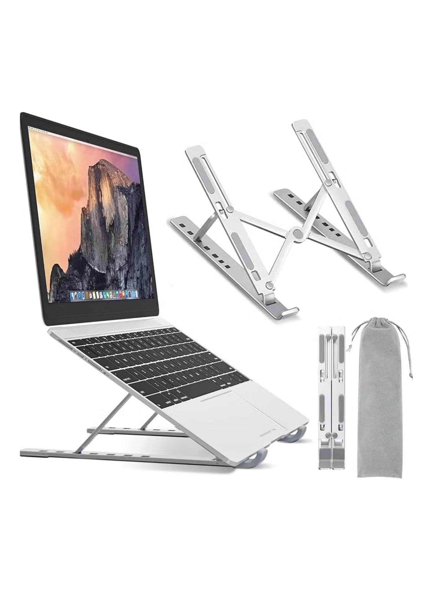 Adjustable Laptop Stand for Desk - Foldable & Portable Laptop Riser with Ventilated Cooling, Ergonomic Design for MacBook Pro/Air, Dell, HP, Sony, Notebooks - Lightweight, Durable & Space-Saving