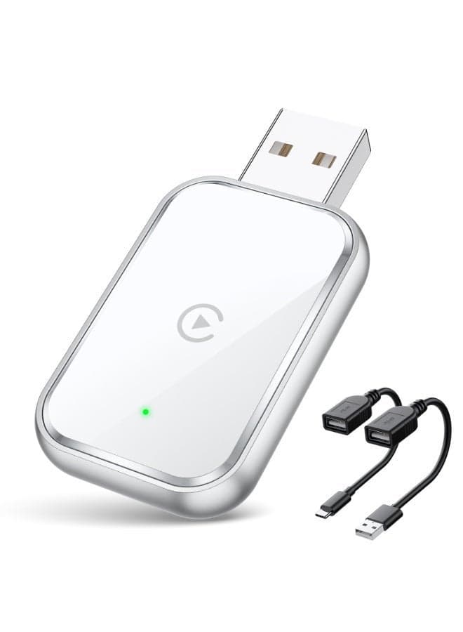Mini Ultra Wireless CarPlay, Wireless USB Dongle For 98% Cars, Convert Wired to Wireless Apple CarPlay Adapter, No Delay, Auto Connect (White)