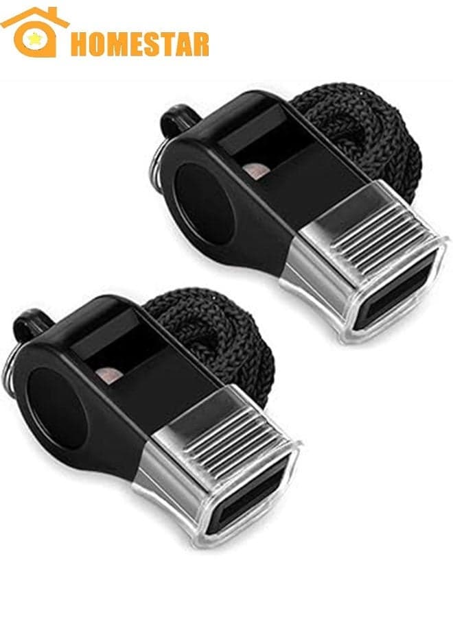 2 Packs Plastic Sports Whistles with Lanyard, Loud Crisp Sound Whistle Ideal for Coaches, Referees, and Officials
