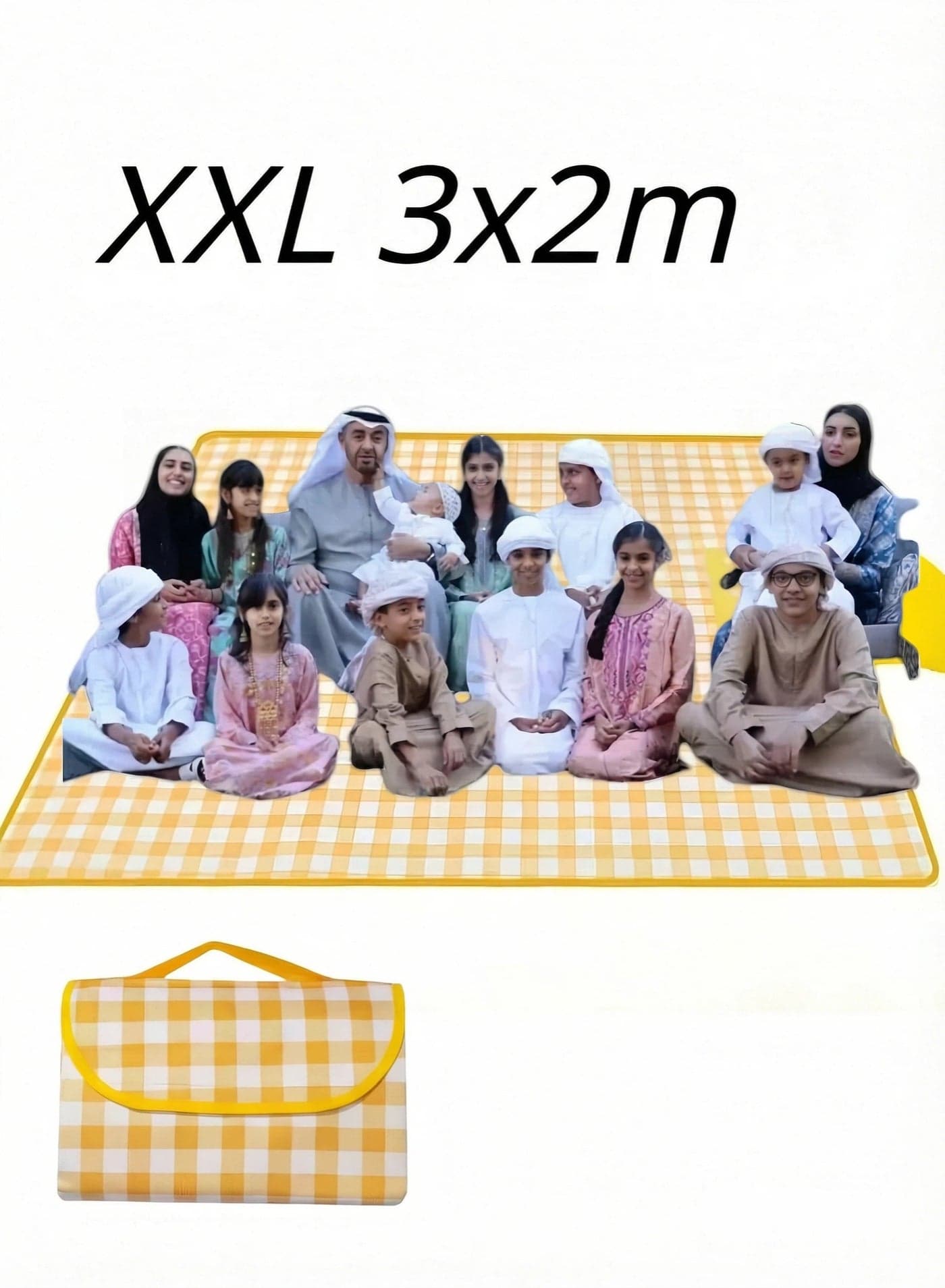 XXL 3x2m Desert-Proof Picnic Mat for 8-10 People – Waterproof & Sand-Resistant Extra Thick Family Blanket (UAE/Saudi Beach & Camping)