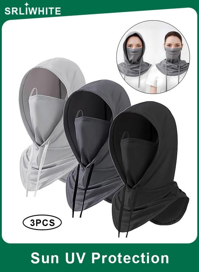 3 Pack Balaclava Sun UV Protection Hood, UPF 50+ Cooling Breathable Full Face Mask for Men Women, Summer Motorcycle Cycling Fishing