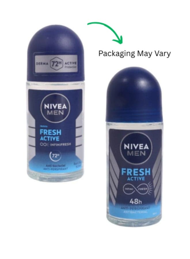 Men Fresh Active Antibacterial Deodorant Roll-On 72H Protection With Infini Fresh Formula Long-Lasting Freshness 50ml