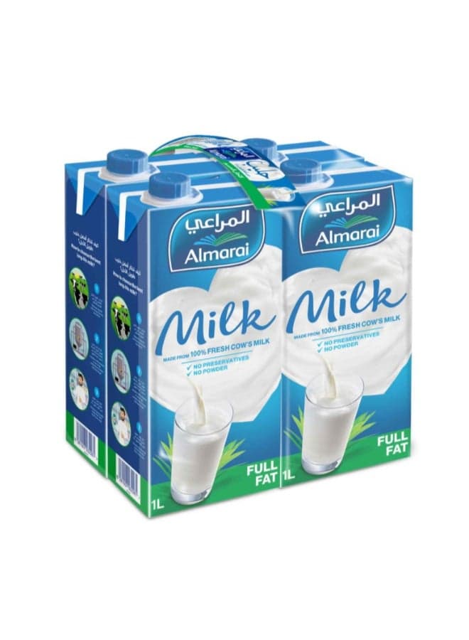 Long Life Milk Full Fat Plain 1Liters Pack of 4