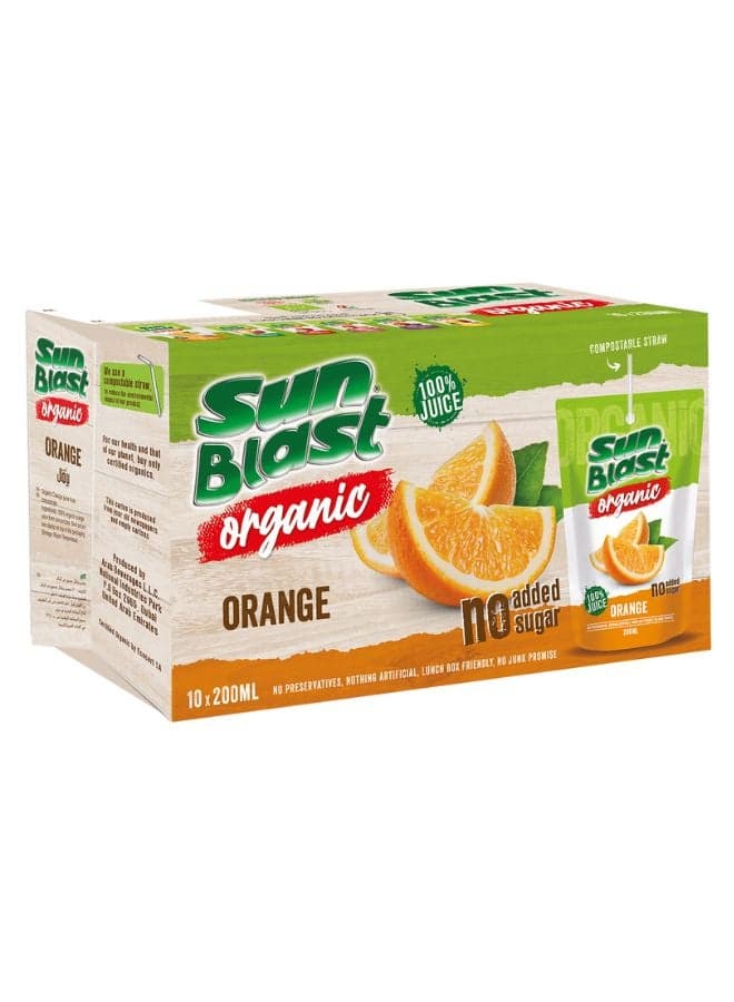 Organic Orange Juice Orange 200ml Pack of 10
