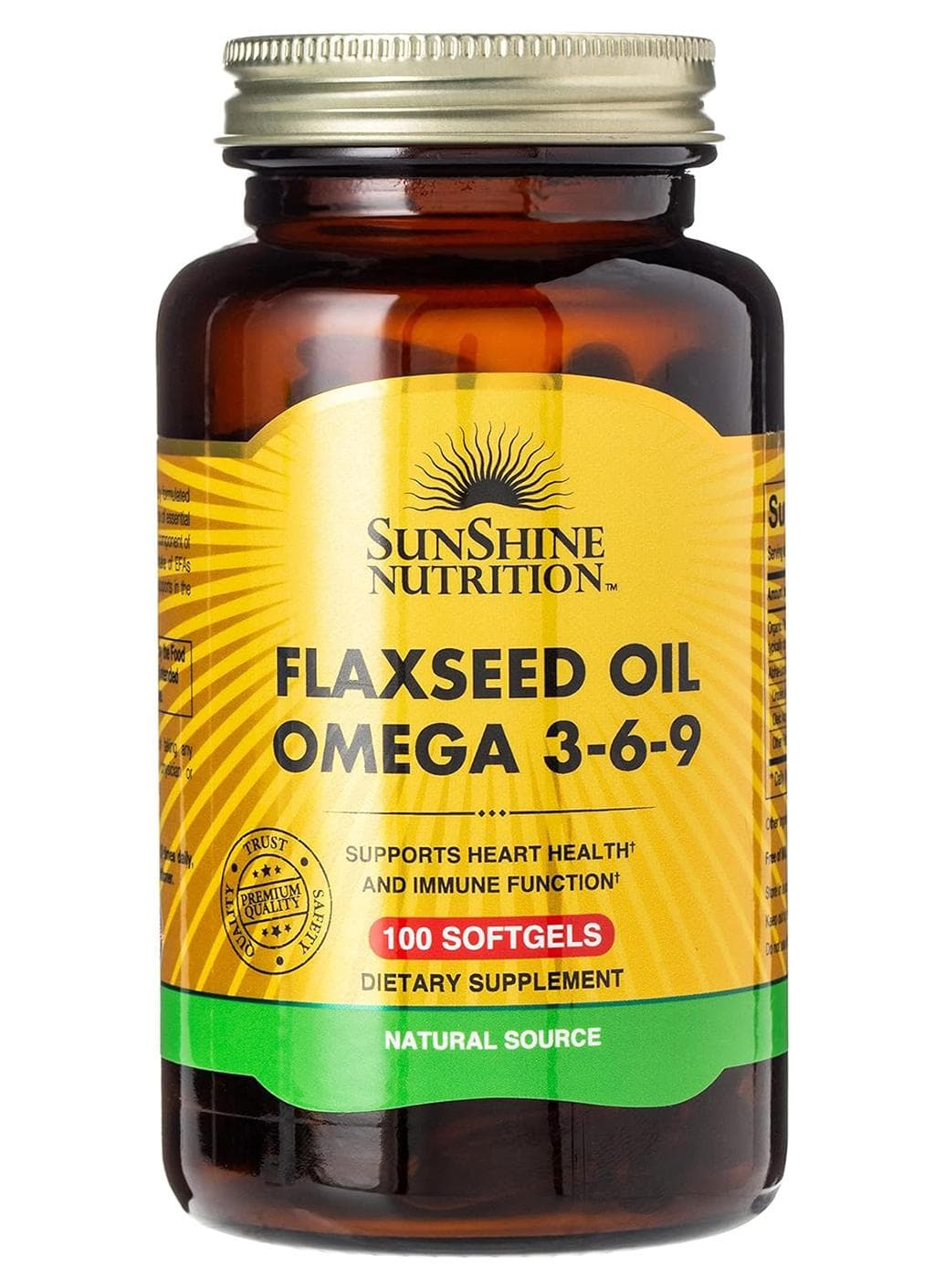 Flaxseed Oil Infused With Omega 3-6-9 Dietary Supplement Supports Heart Health And Immune Function 100 Soft Gels