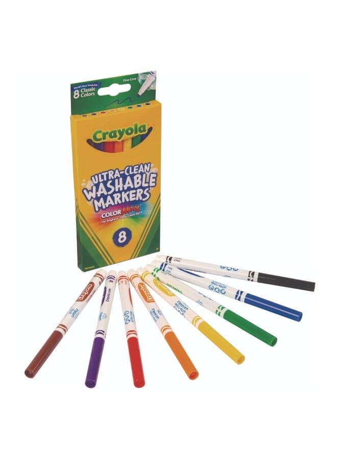 8-Piece Ultra-Clean Classic Fine Line Washable Marker Color Max Markers