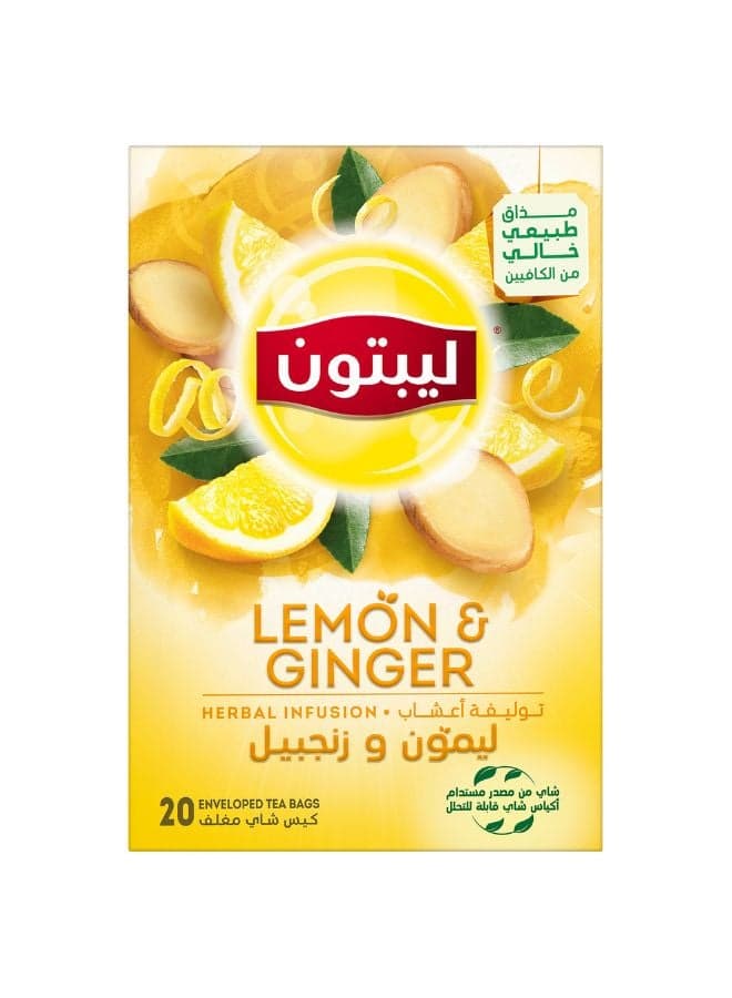 Herbal Infusion Tea Lemon And Ginger, 20 Teabags Lemon 32grams