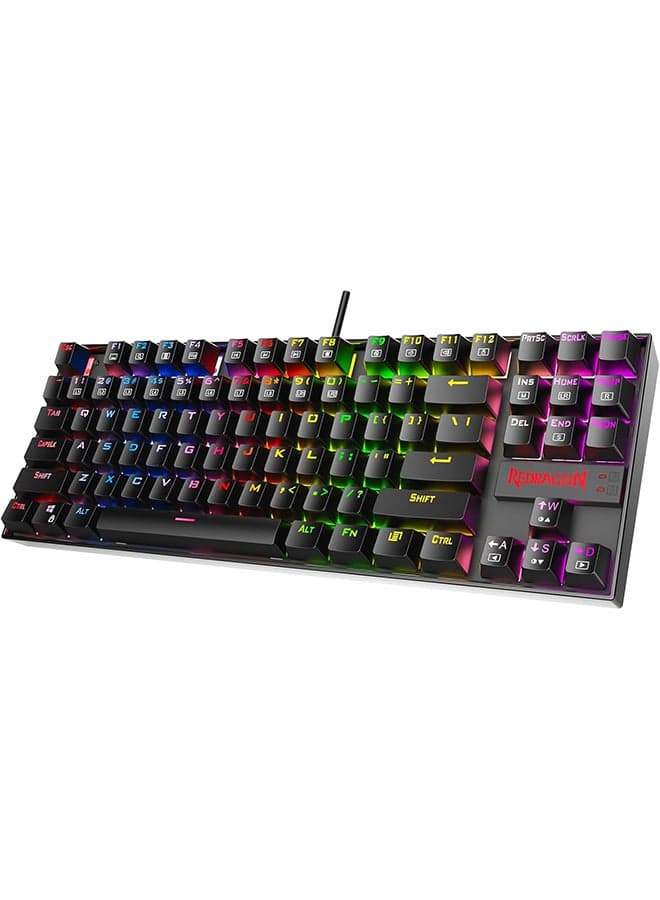 K552 Mechanical Gaming Keyboard RGB LED Backlit Wired with Anti-Dust Proof Switches for Windows PC (Black, 87 Key Red Switches)