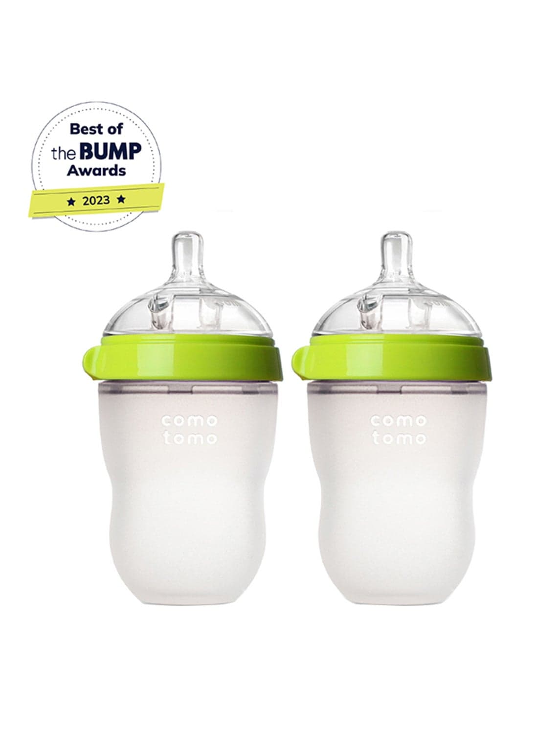 Comotomo Natural Feel Baby Feeding Bottle 250 ml (Green) | Pack of 2 | Soft Silicone Breast-Like Bottles | Anti-Colic Vent System | BPA-Free Wide Neck Design | 6+ Months