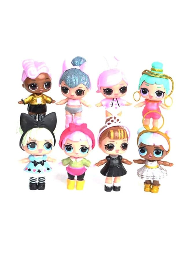 8-Piece Lol Sparkly Baby Highly Detailed Pvc Doll Set For Kids, Multicolour 21.6x15.5x6.3cm