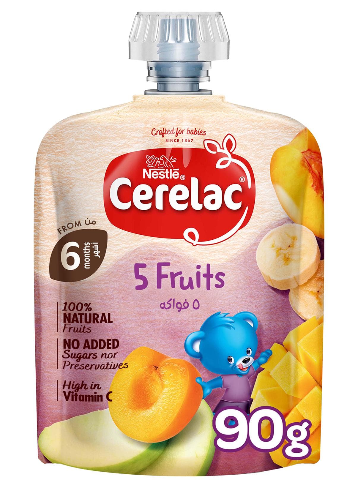 5 Fruits Pouch Puree Mixed Fruits 90grams