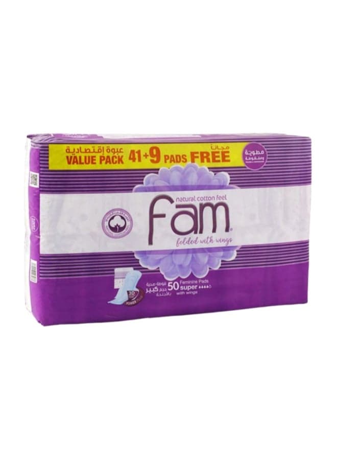 Sanitary Pads Maxi Folded With Wings Super 50 Pads White 50 Pads