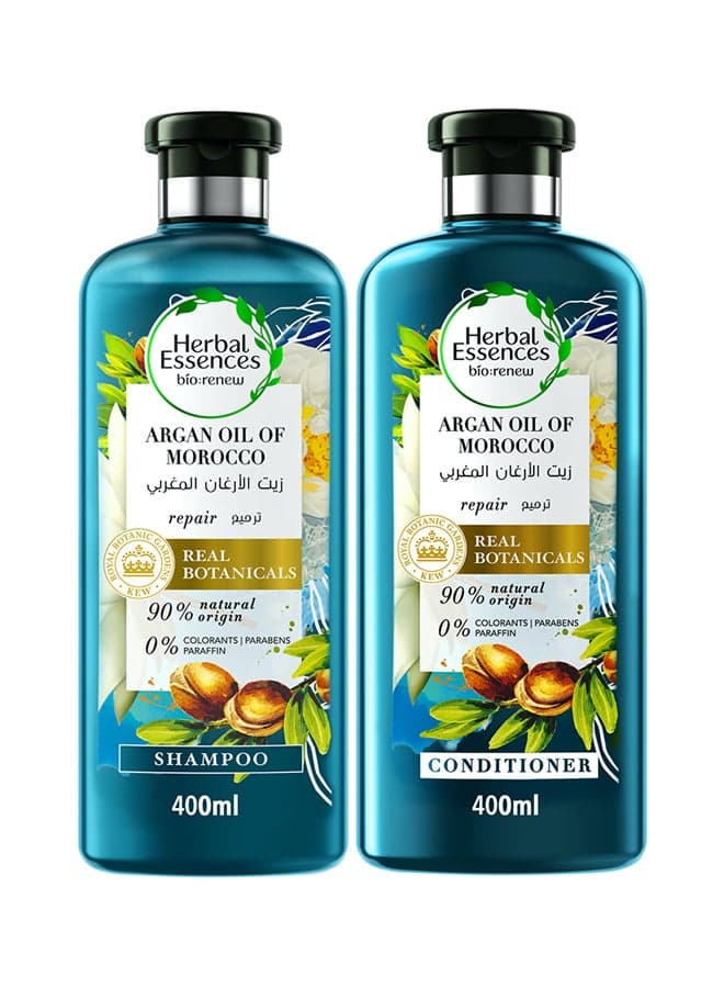 Renew Natural Shampoo And Conditioner With Argan Oil Of Morocco For Hair Repair Argan Oil Of Morocco 400ml Pack of 2