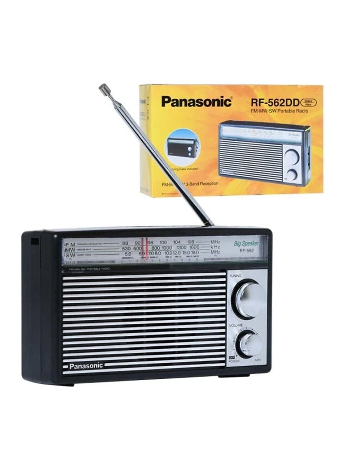 3-Band Battery Operated FM/MW/SW Radio RF-562DD2 Black/Brown
