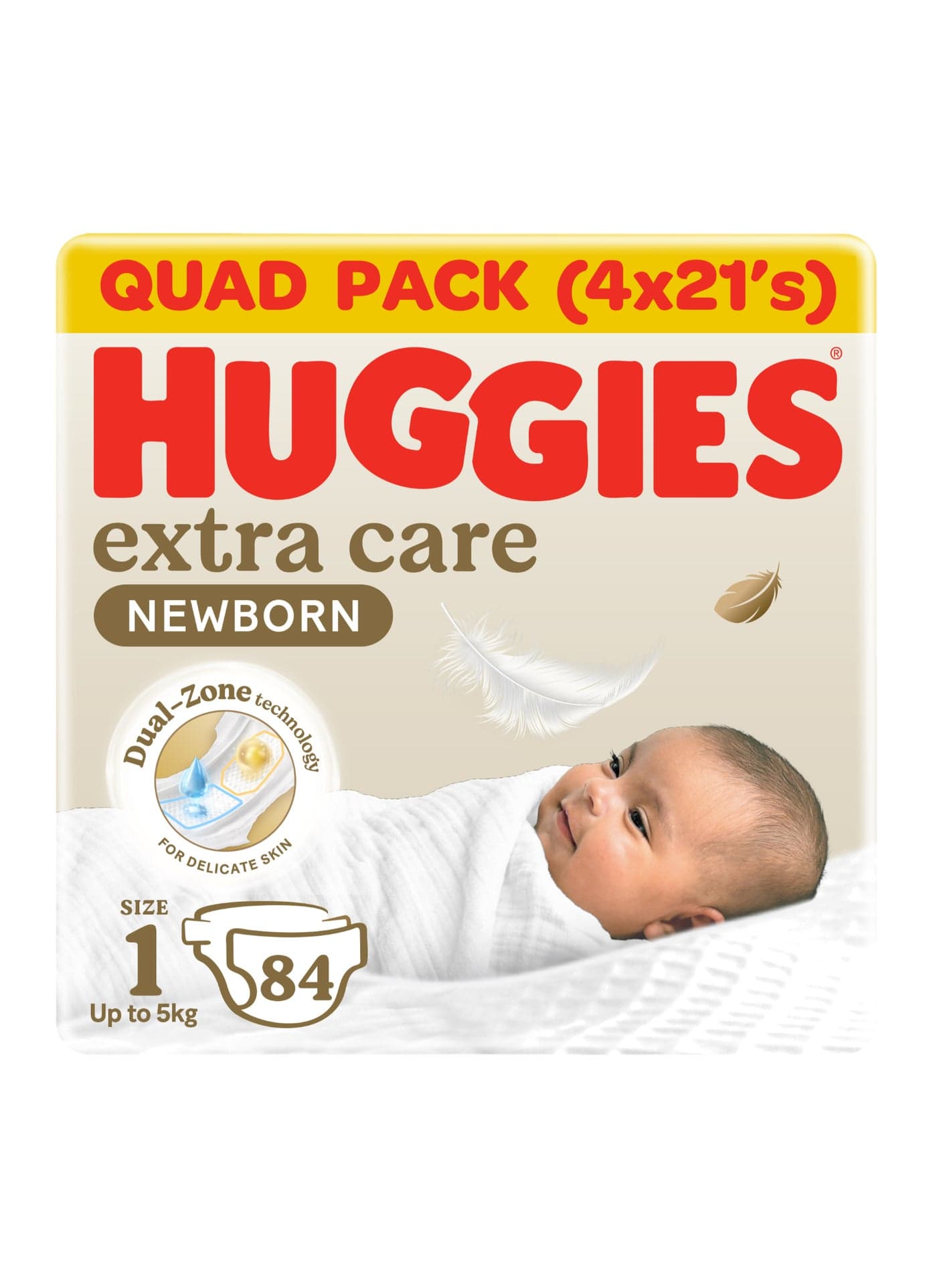 Extra Care Newborn, Size 1, Up to 5 kg, Mega Pack, 84 Diapers