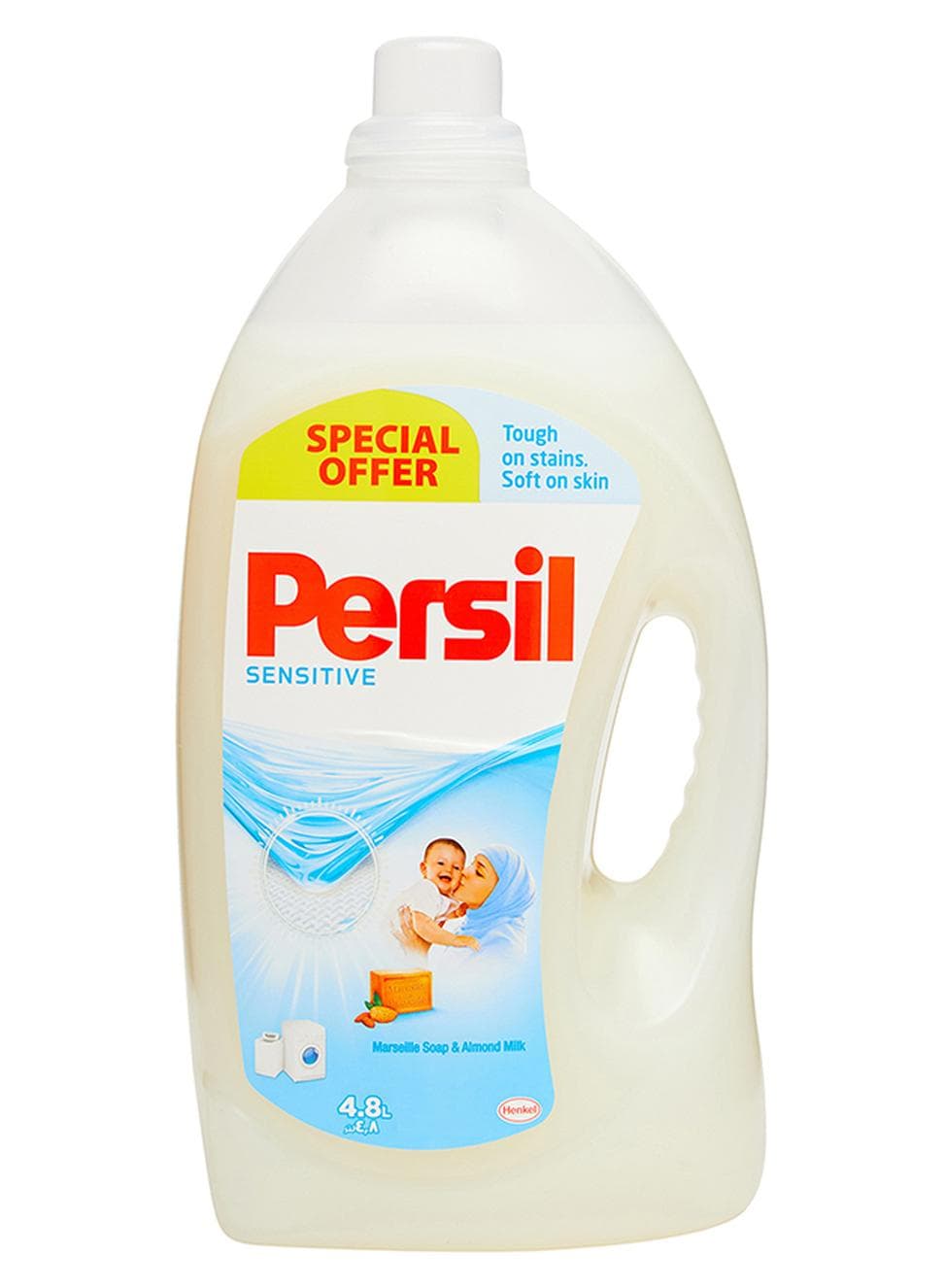 Sensitive And Baby Liquid Laundry Detergent Marseille Soap And Almond Milk White 4.8Liters