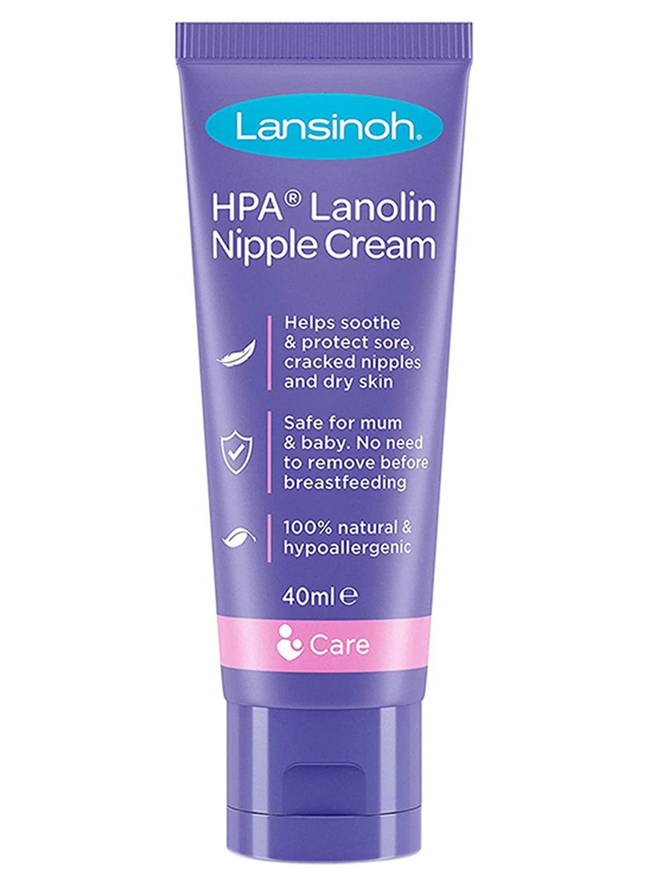 HPA Lanolin Nipple Cream 40ml For Cracked, Dry and Sore Nipples, Breast Feeding Moms, 100% Natural, Soothing, Tasteless & Odourless, Clinically Tested, Safe For Baby, Maternity Essentials