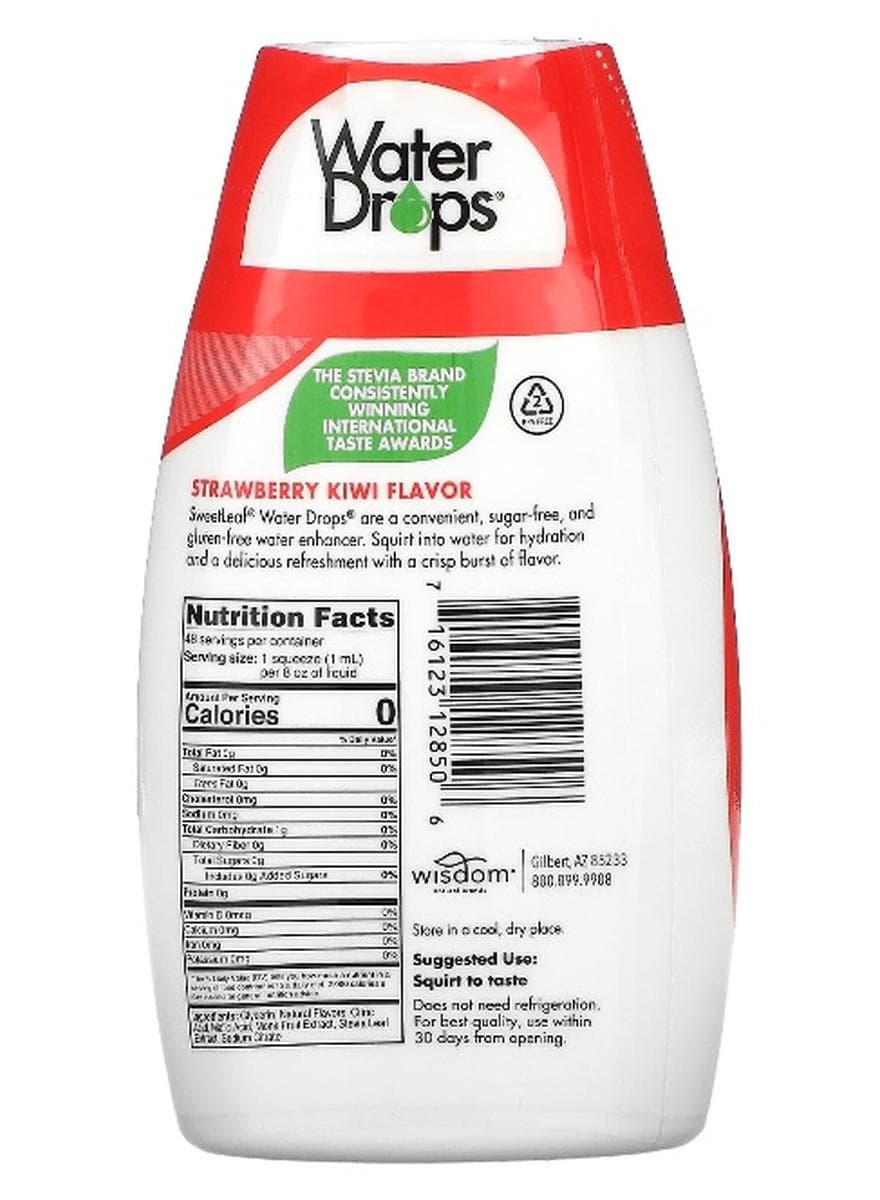 Water Drops, Delicious Stevia Water Enhancer, Strawberry Kiwi, 1.62 fl oz Packaging May Vary 48ml