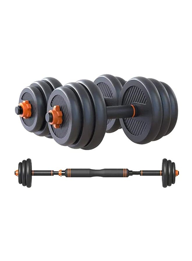2-Piece Fitness Dumbell Set With Barbell Black 20kg