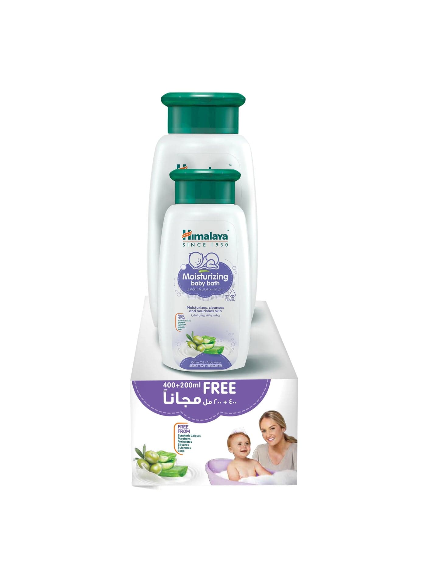Pack Of 2 Moisturizing Baby Bath With Olive Oil And Aloe Vera - (400ml, 200ml)