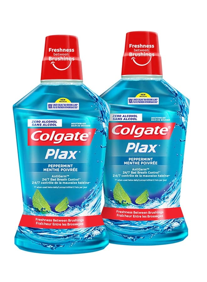 Pack Of 2 Plax Peppermint Mint Mouthwash blue 500ml