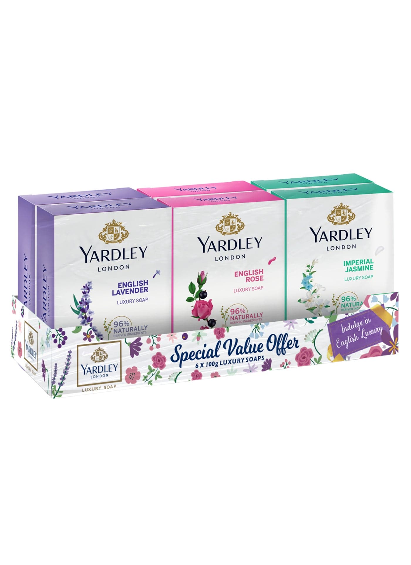 Luxury Soap Bar Imperial Lavender, Imperial Rose and Imperial Jasmine 100g Pack of 6