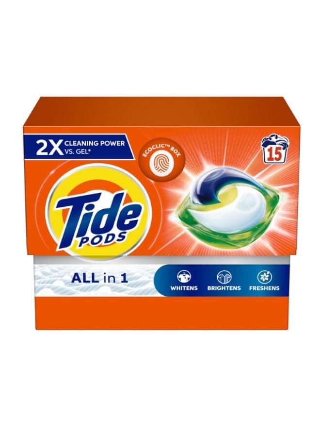Original All In One Laundry Detergent Pods Whitens Brightens Freshens 15 Count 286.5grams