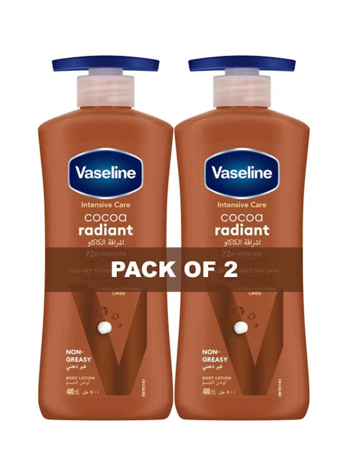 Intensive Care Body Lotion Cocoa Radiant, 72hr Moisturising 400ml Pack Of 2