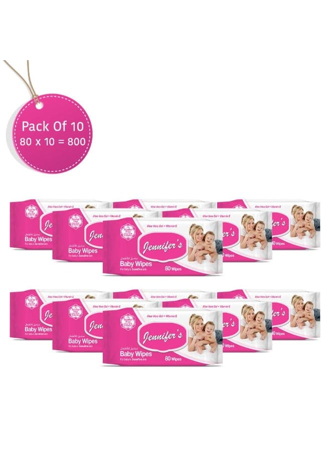 Alcohol-Free Baby Wipes Pack Of 10, 800 Wipes