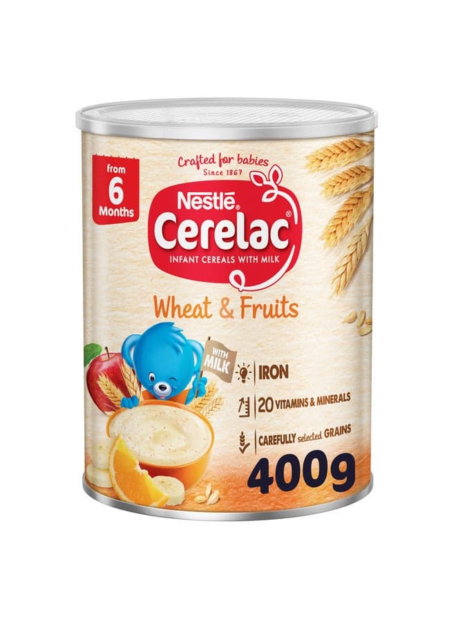 Cerelac Infant Cereal Tin With Wheat And Fruits 400grams