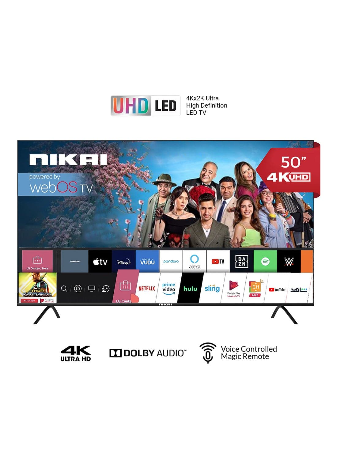 50 Inch UHD LED WebOS Smart Tv Platinum Series, Magic Remote, Cinema Screen Design 4K Ultra HDR, Dolby Audio, Smart Voice Control, Apps YouTube, Netflix, Shahid, 60Hz, 2 Year Warranty, NIK50MEU4STN Grey