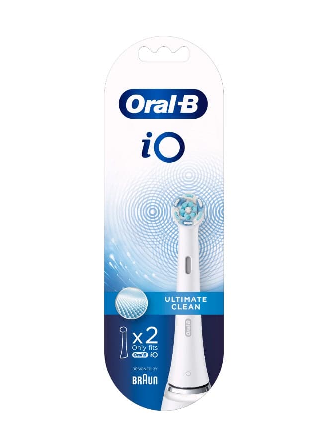 iO Ultimate Clean Rechargeable Electric Toothbrush Replacement Heads, with Personalized Brushing Modes, White, Pack of 2 White