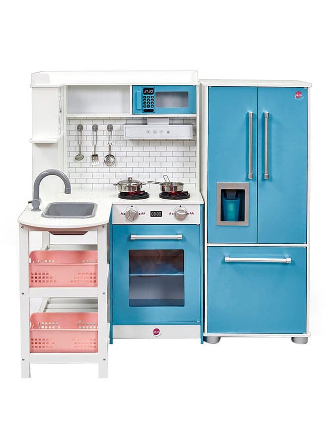 Penne Pantry Wooden Corner Kitchen With Fridge – Berry Blue 105x101x70cm 105x101x70cm