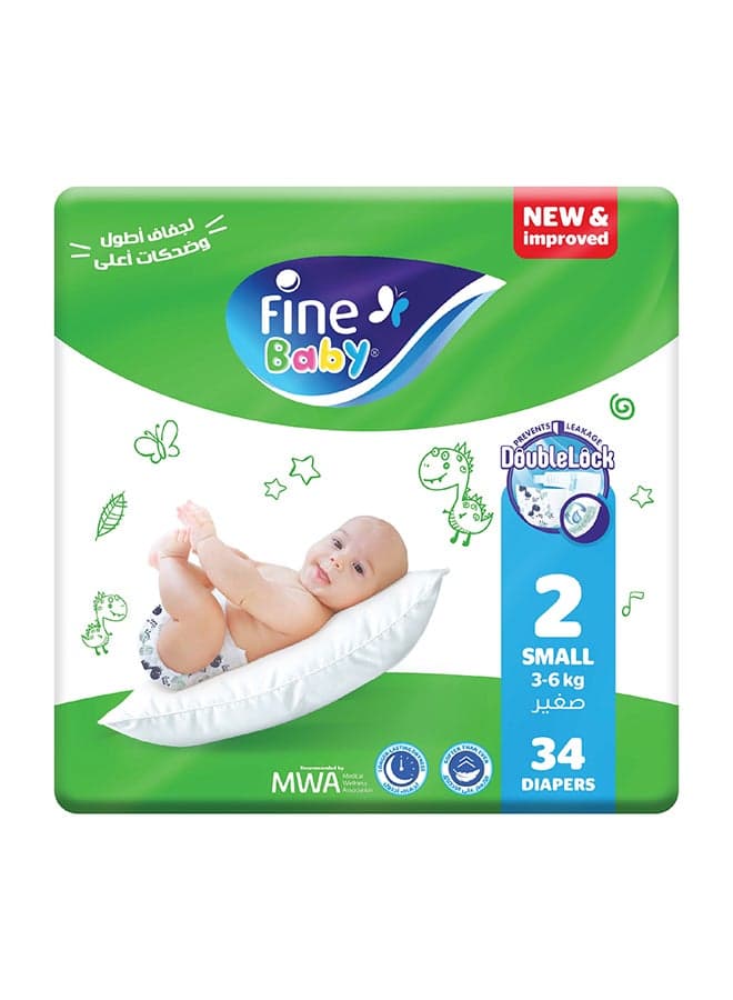 34-Piece Diapers Small (Size 2) (3-6 KG)