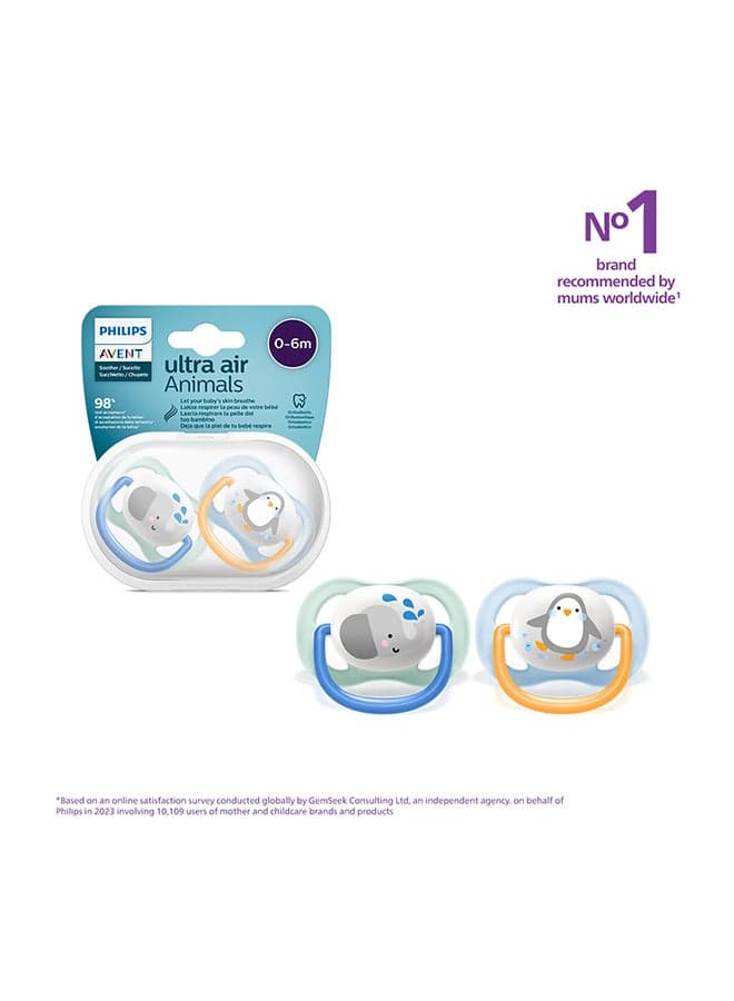 Soother Ultra Air| 0-6M| Animal Design| 2 Pieces | No.1 Brand Recommended By Moms Worldwide