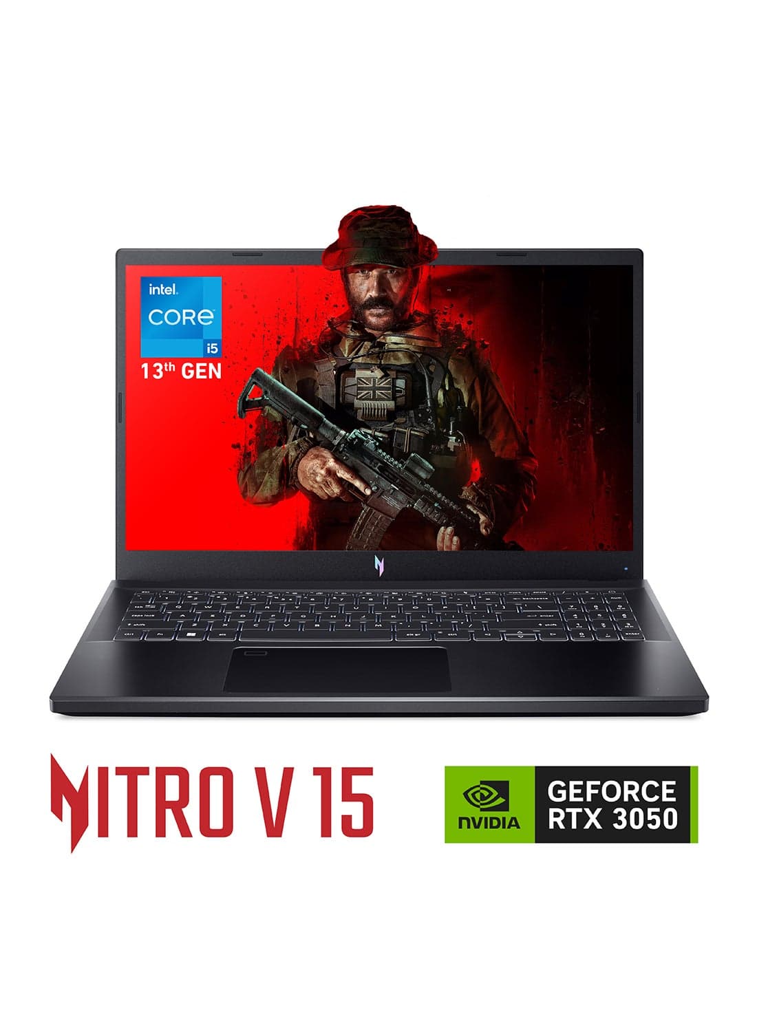 (Upgraded Version) Nitro V ANV15 Gaming Notebook 13Th Gen Intel Core i5-13420H Octa Core/8GB DDR5 RAM/512GB SSD Storage/6GB NVIDIA®GeForce®RTX 3050 Graphics/15.6 Inch FHD IPS 144Hz Display/Win 11 Home / Obsidian / Obsidian English/Arabic Obsidian Black